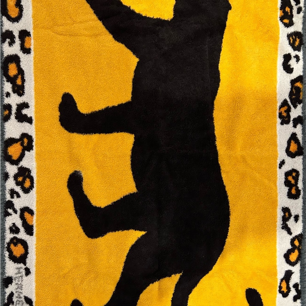 Hermes Black Panther Bath Mat with Cheetah Print